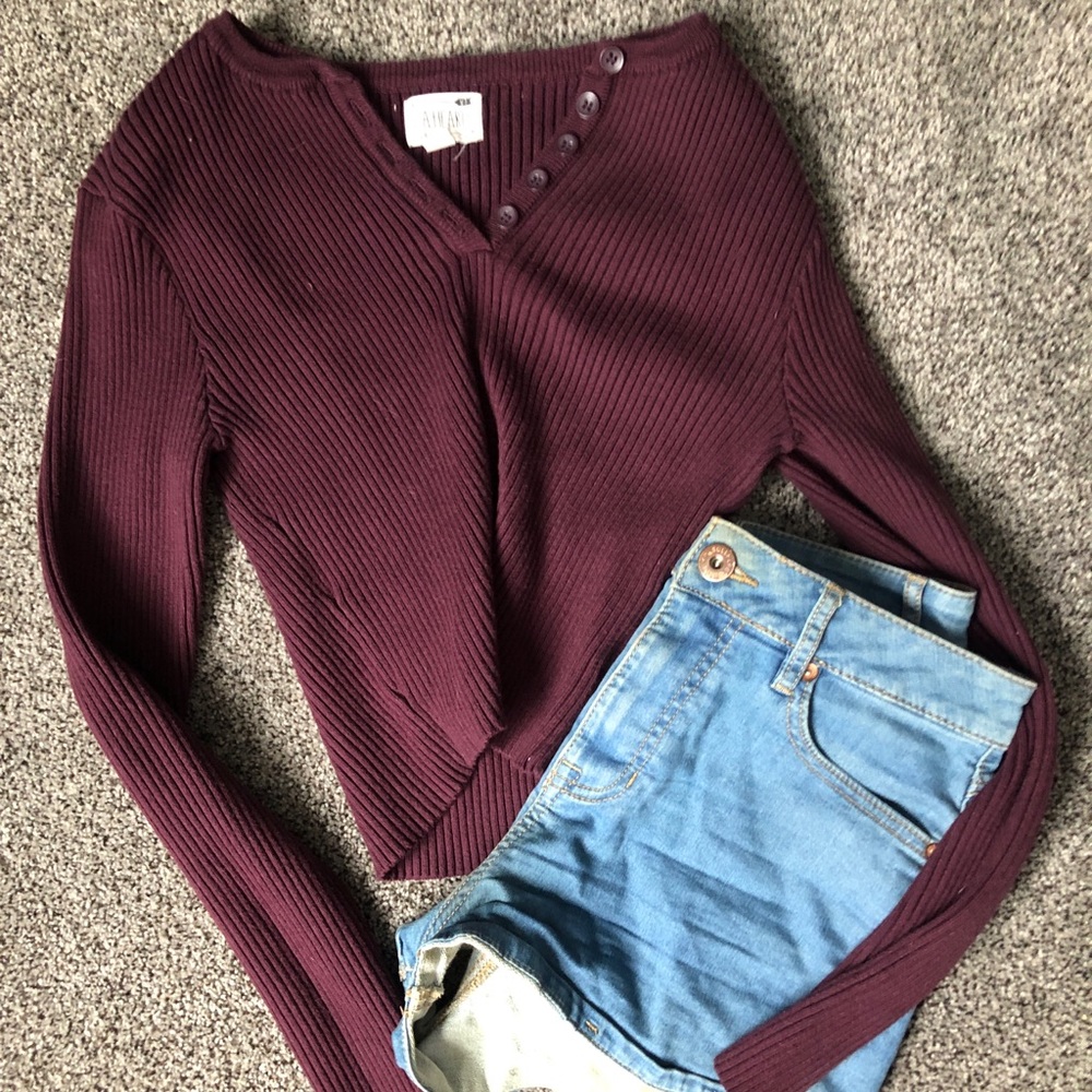 Burgundy La Hearts button up